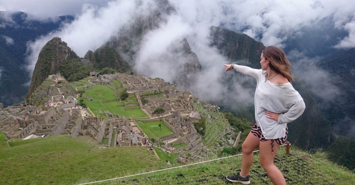 Machu tourist hads rise picchu hat solo mountain copy space female woman young happy back up casual caucasian alone Machu tourist hads rise picchu hat solo mountain copy space female woman young happy back up casual caucasian alone